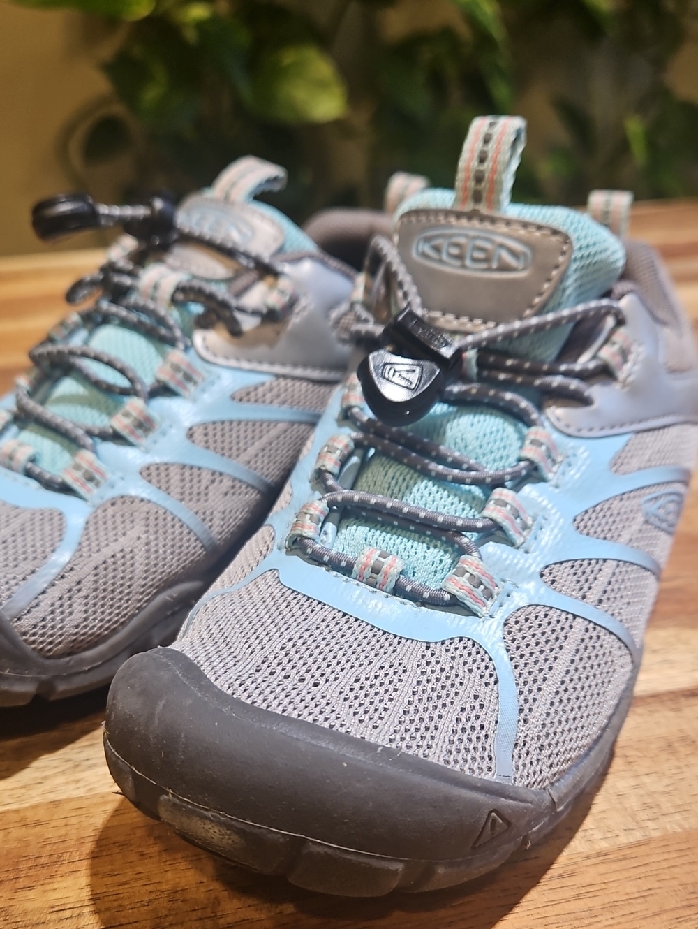 Keen Kids Teal and Gray Trail Sneakers